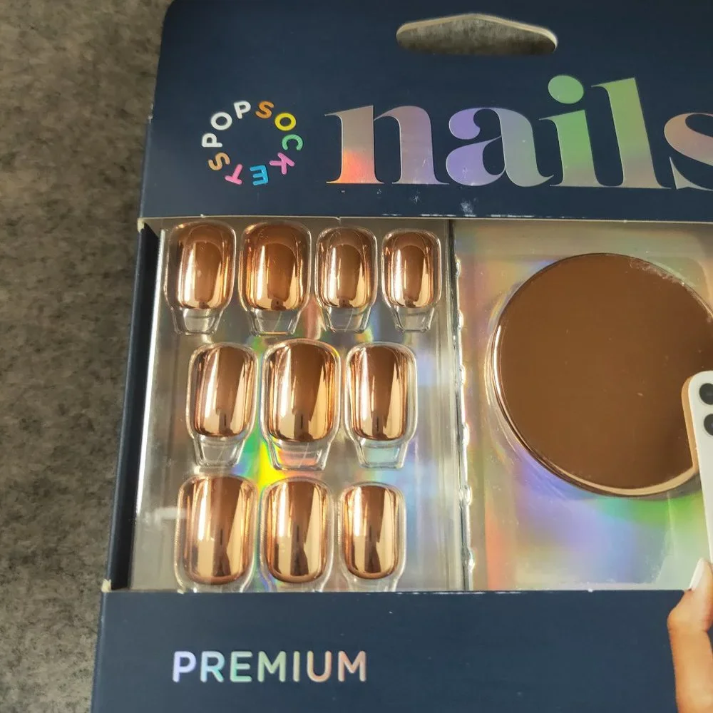 Rose Gold Mirror PopSockets 30Gel Nails & Matching PopGrip